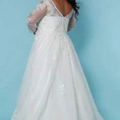 Sydney's Closet SC5275 Skye Wedding Dress Sheer Lace Long Sleeves A Line SC 5275