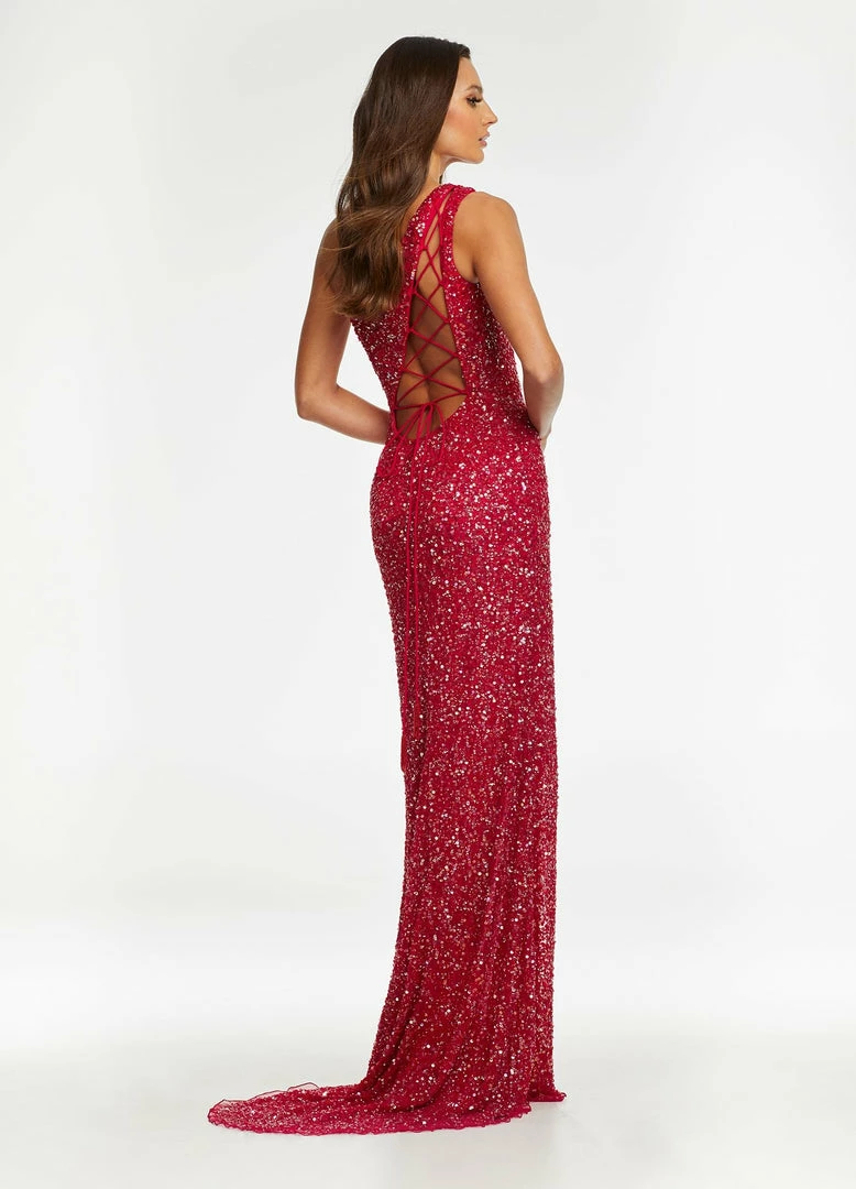 In Stock Corset Dresses Ashley Lauren 11144 Size 2 Red Sequin One Shoulder Prom Dress With Lace Up Back 5 In Stock Corset Dresses Ashley Lauren 11144 Size 2 Red Sequin One Shoulder Prom Dress With Lace Up Back