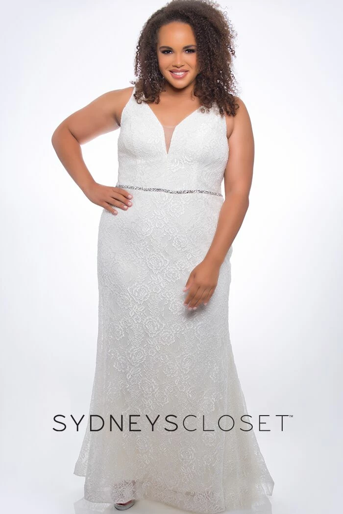 Discontinued Sydneys Closet SC 7279 Fitted V Neckline Lace Prom Dress Evening Gown 5 Discontinued Sydneys Closet SC 7279 Fitted V Neckline Lace Prom Dress Evening Gown