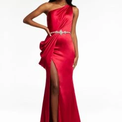 Ashleylauren Ashley Lauren 11164 One Shoulder Evening Gown With Draping