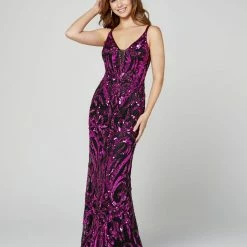 In Stock Primavera Couture 3454 Size 4 Long Fitted Sequin Prom Dress Pageant Gown Formal Backless Dresses