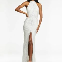 Ashleylauren Ashley Lauren 11177 Halter Beaded Gown With Center Slit And Halter Neckline 18 Ashleylauren Ashley Lauren 11177 Halter Beaded Gown With Center Slit And Halter Neckline