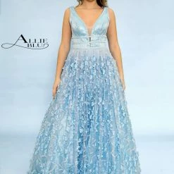 In Stock Allie Blu 6101 Peach Size 10 Floral Applique Prom Dress Ballgown Lace Ballgown Dresses