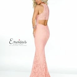 In Stock Backless Dresses Envious Couture 1020 Size 6 Long Lace Dress Overskirt Prom Glitter Tulle Gown