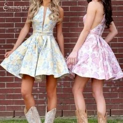 In Stock Envious Couture 1323 Size 2 Brocade Short Prom Dress Cocktail Homecoming High Neck