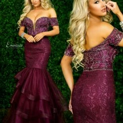 In Stock Envious Couture 1416 Size 4 Long Mermaid Dress Lace Off Shoulder Tulle Ruffle Gown Mermaid Dresses
