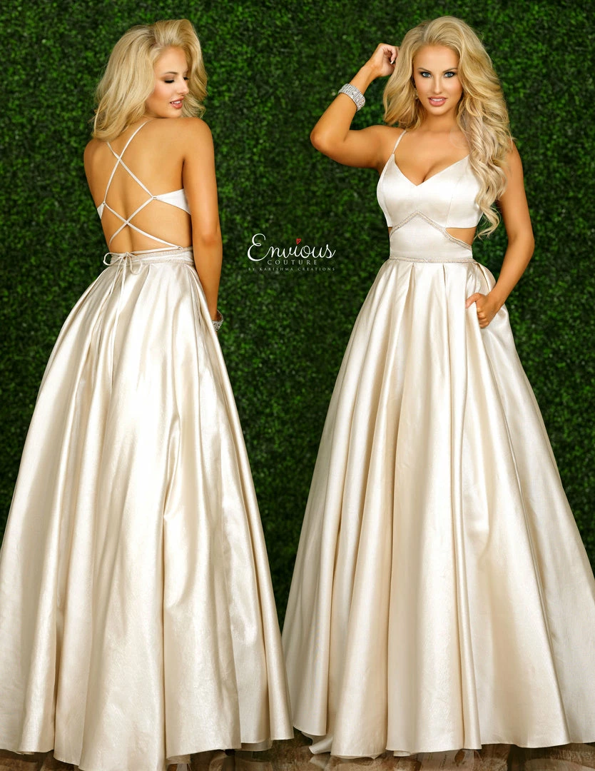 Discontinued Ballgown Dresses Envious Couture E1431 Cream Prom Dress Long Iridescent Shimmer Ball Gown Pockets 4 Discontinued Ballgown Dresses Envious Couture E1431 Cream Prom Dress Long Iridescent Shimmer Ball Gown Pockets