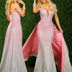 In Stock Mermaid Dresses Envious Couture E1443 Size 4, 18 Iridescent Shimmer Prom Dress Pageant Over Skirt
