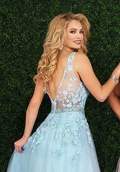 Ballgown Dresses Envious Couture E 1456 Long Applique Tulle Prom Dress Plunging Neckline Sheer Back 5 Ballgown Dresses Envious Couture E 1456 Long Applique Tulle Prom Dress Plunging Neckline Sheer Back