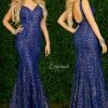 In Stock Mermaid Dresses Envious Couture 1469 Size 12 Shimmer Iridescent Lace Mermaid Prom Dress V Neck