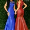 In Stock Envious Couture 1494 Size 14 Royal Shimmer Mermaid Prom Dress Sheer Neckline Back Mermaid Dresses