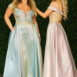 In Stock Envious Couture 1510 Size 4 Iridescent Off Shoulder Ballgown Prom Dress Gown Ballgown Dresses