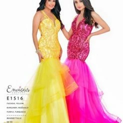 Mermaid Dresses Envious Couture 1516 Sequin Mermaid Tulle Prom Dress Pageant Fit Flare Gown