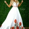 In Stock Envious Couture 1526 Size 12 Floral Rose Print Prom Dress Ballgown Plunging Neckline Ballgown Dresses