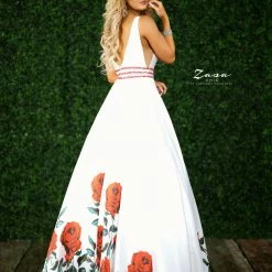In Stock Envious Couture 1526 Size 12 Floral Rose Print Prom Dress Ballgown Plunging Neckline Ballgown Dresses