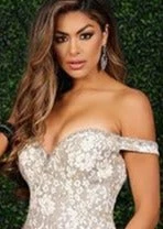In Stock Envious Couture E1537 Size 10 Metallic Shimmer Lace Mermaid Prom Dress Off Shoulder Gown