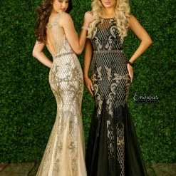 In Stock Envious Couture 1540 Size 12 Gold Sequin Mermaid Prom Dress High Neck Mermaid Dresses