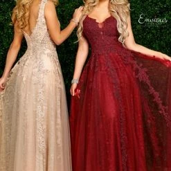 In Stock Ballgown Dresses Envious Couture 1543 Beaded Applique Lace A Line Prom Dress