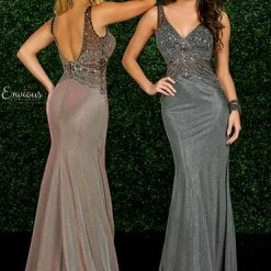 In Stock Envious Couture 1553 Size 0 Black Rose Gold Shimmer Prom Dress Pageant