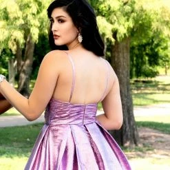 Discontinued Ballgown Dresses Envious Couture 1600 Shimmer Jacquard Prom Dress Ball Gown V Neckline Metallic