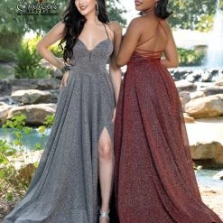 Ballgown Dresses Envious Couture 1623 V Neckline Glitter Jersey A Line Prom Dress Backless Corset E1623