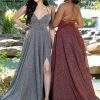 Ballgown Dresses Envious Couture 1623 V Neckline Glitter Jersey A Line Prom Dress Backless Corset E1623