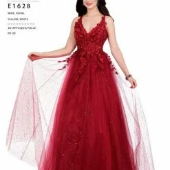 Ballgown Dresses Envious Couture E1628 Glitter Tulle Ballgown Prom Dress With 3D Floral Applique Corset 1628