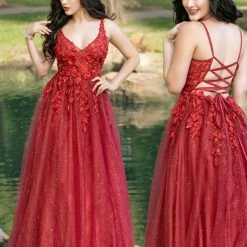 In Stock Envious Couture D1628 Size 10 White Glitter Tulle Ballgown Prom Dress With 3D Floral Applique Corset 1628