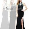 In Stock CLEARANCE Milano Formals 1854 Black Size 00 Embellished Keyhole Neckline Long Prom Dress Slit