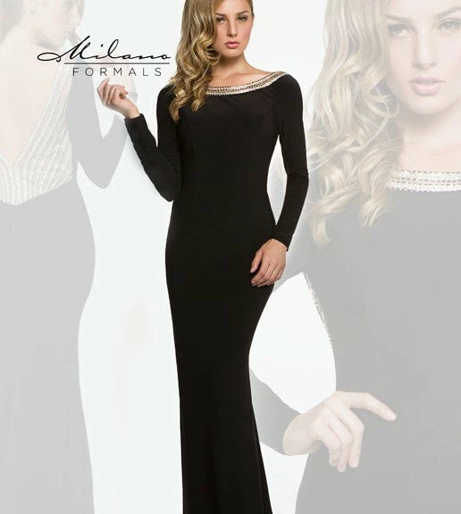 In Stock Milano Formals 1859 Black Size 2 Long Sleeve Formal Dress Beaded Sheer Back Backless Dresses 4 In Stock Milano Formals 1859 Black Size 2 Long Sleeve Formal Dress Beaded Sheer Back Backless Dresses
