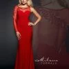 In Stock Milano Formals 1861 Red Size 6 Long Prom Dress Pageant Gown One Sleeve Long Sleeve Dresses