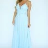 In Stock Jolene E20001 Size 12 Long Chiffon V Neck Floral Applique Prom Dress Formal Gown Flowing