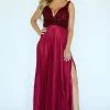 In Stock Jolene Exclusive 20007 Size 20 Long V Neck Sequin Prom Dress With Slit Backless