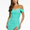 Ashleylauren Ashley Lauren 11136 Off The Shoulder Chiffon Evening Gown Ruching Slit