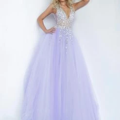 Jovani 65379 Sheer Crystal Embellished Bodice Tulle Ballgown Prom Dress Ballgown Dresses