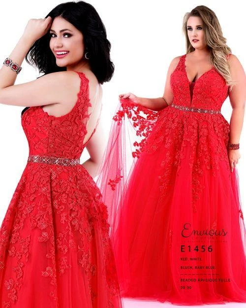 Ballgown Dresses Envious Couture E 1456 Long Applique Tulle Prom Dress Plunging Neckline Sheer Back 4 Ballgown Dresses Envious Couture E 1456 Long Applique Tulle Prom Dress Plunging Neckline Sheer Back