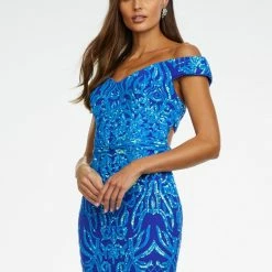 Ashleylauren Sequin Dresses Ashley Lauren 11115 Off The Shoulder Stretch Sequin Prom Dress