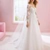 White One Bridal ETTA Pronovias Wedding Dress A Line Long Sleeve Sheer Lace Tattoo Open Back