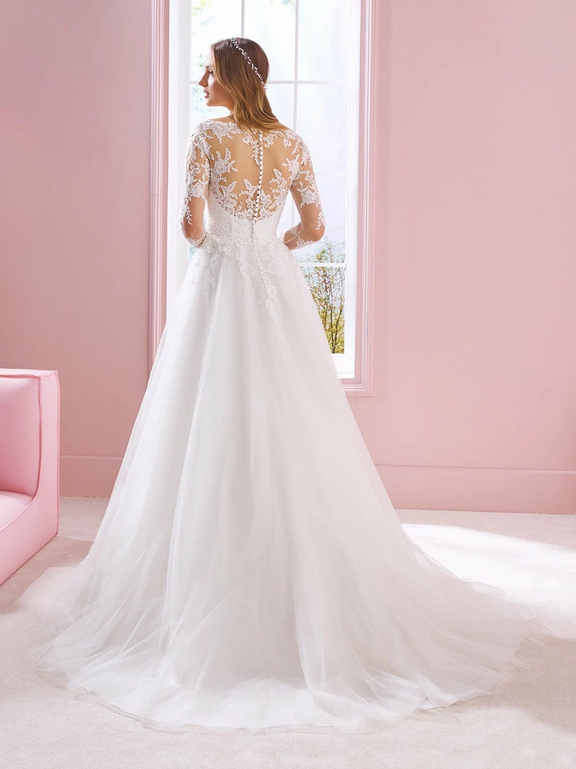 White One Bridal ETTA Pronovias Wedding Dress A Line Long Sleeve Sheer Lace Tattoo Open Back 4 White One Bridal ETTA Pronovias Wedding Dress A Line Long Sleeve Sheer Lace Tattoo Open Back