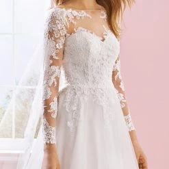 White One Bridal ETTA Pronovias Wedding Dress A Line Long Sleeve Sheer Lace Tattoo Open Back 7 White One Bridal ETTA Pronovias Wedding Dress A Line Long Sleeve Sheer Lace Tattoo Open Back