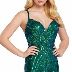 In Stock Mermaid Dresses Ellie Wilde EW 120028 Size 8 Long Sequin Mermaid Backless Prom Dress Pageant Shimmer