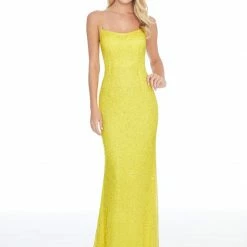 Ashleylauren Ashley Lauren 1827 Beaded Fitted Lace Up Back Prom Dress Sequin Dresses