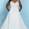 Sydney's Closet SC5246 Floral Bodice Plus Sized Wedding Dress V Neckline SC 5246 Katy