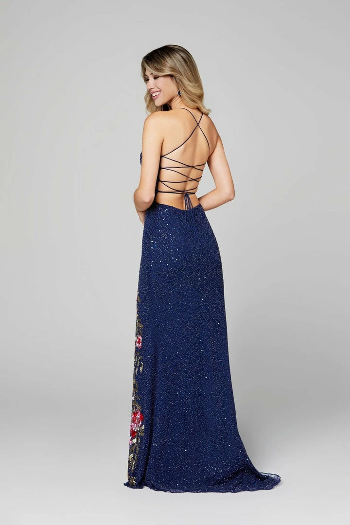 In Stock Primavera Couture 3427 Size 4, 10 Royal Blue Sequin Beaded Prom Dress Floral Slit Details 11 In Stock Primavera Couture 3427 Size 4, 10 Royal Blue Sequin Beaded Prom Dress Floral Slit Details