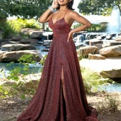 Ballgown Dresses Envious Couture 1623 V Neckline Glitter Jersey A Line Prom Dress Backless Corset E1623