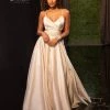 Discontinued Ballgown Dresses Envious Couture E1431 Cream Prom Dress Long Iridescent Shimmer Ball Gown Pockets