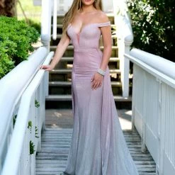 In Stock Mermaid Dresses Envious Couture E1443 Size 4, 18 Iridescent Shimmer Prom Dress Pageant Over Skirt