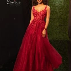 Ballgown Dresses Envious Couture E1628 Glitter Tulle Ballgown Prom Dress With 3D Floral Applique Corset 1628