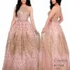 Envious Couture E1700 Rose Gold Prom Dress Ball Gown Sheer High Neckline Beaded 1700
