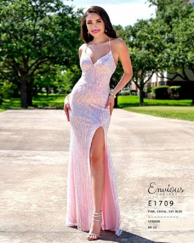 Envious Couture E1709 Sequin Prom Dress Fitted Backless Corset V Neckline Slit 1709 Backless Dresses 3 Envious Couture E1709 Sequin Prom Dress Fitted Backless Corset V Neckline Slit 1709 Backless Dresses